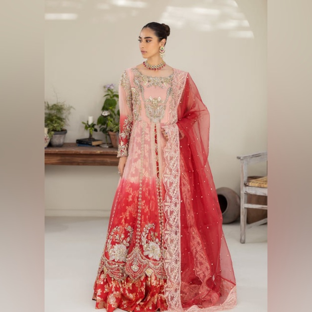 Pakistani indain floor length designer maxi gown wedding dress 3 pc embroidered